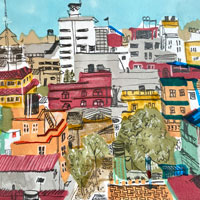 Drawing of Kathmandu Rooftops