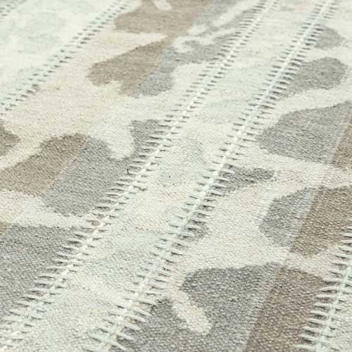 Stitched Floral  Flatweave Rug close up