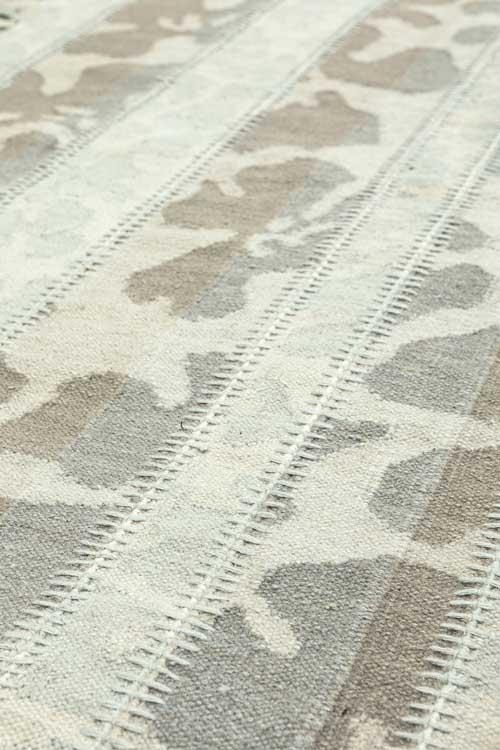 Stitched Floral Flatweave Rug close up