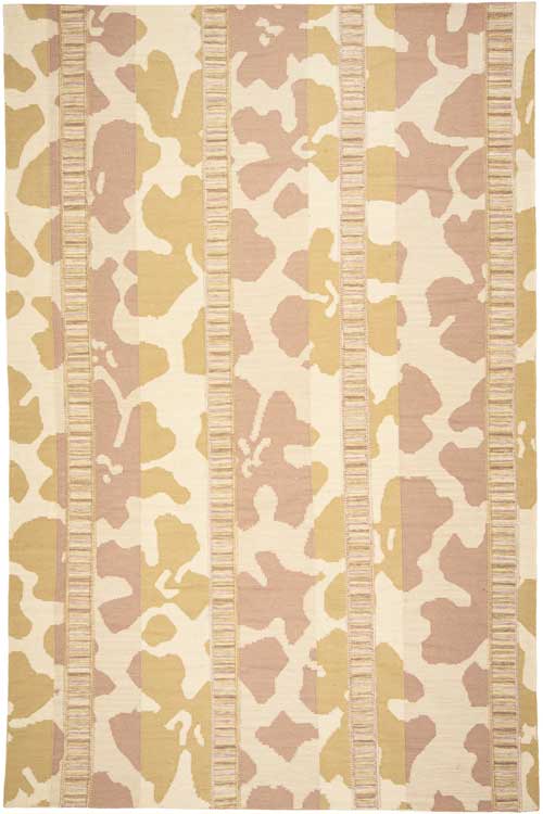 Stitched Petal and Space Dye Flatweave Rug