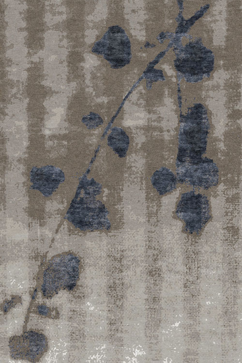 Abstract Floral Wool and Silk Rug