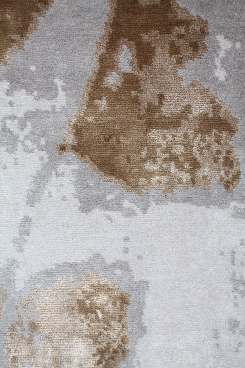 Abstract Floral Wool and Silk Rug Close up