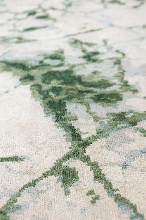 Leaf Vein Wool and Silk Rug Close up